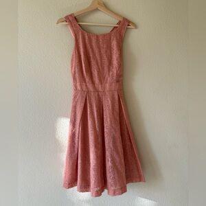 BCBG Rose Pink Lace Fit-and-Flare Dress